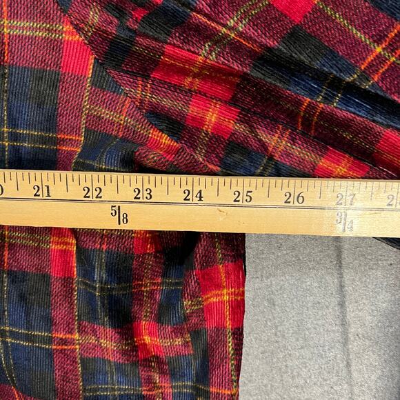 Susan Graver Weekend Regular Plaid Knit Corduroy Button Up Sh Red/Navy X-Large - Picture 7 of 11